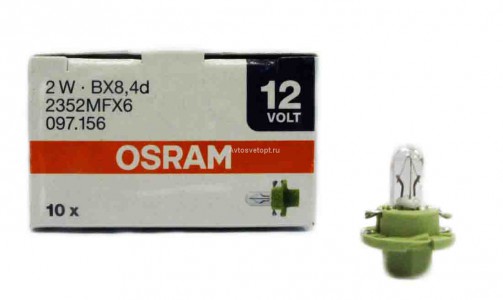 Автолампа  12V  2W панель приборов (бело-зеленный) (BX8.4d) 2352MFX6 OSRAM