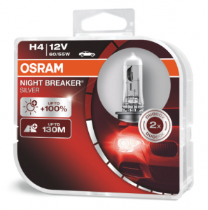 Автолампа  H4  12V 60/55W (P43t-38) Night Breaker Silver +100% (DuoBox) 64193NBS_HCB OSRAM