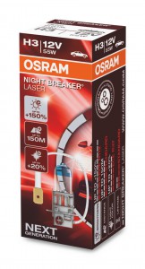 Автолампа  H3  12V 55W Night Breaker Laser +150% (1 шт) 64151NL OSRAM